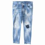 美品 ディースクエアード DSQUARED2 スーパー ツインキー ジーンズ デニム スリム パンツ ダメージ リペア ペイント 加工 ストレッチ 48