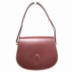 極美品 カルティエ Cartier マストライン レザー ハンド ショルダー バッグ 鞄 ロゴ オールド ヴィンテージ ビンテージ ボルドー