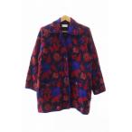 イヴサンローラン YVES SAINT LAURENT VINTAGE ヴィンテージ 総柄 花柄 ニット ジャケット M マルチカラー ブランド古着ベクトル ● 241204