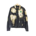 オフホワイト OFF WHITE 18AW LIBERTY DENIM JACKET リバティー 自由の女神 ブリーチ 加工 デニム ジャケット OMYE005E18386015 S 黒 ブラ