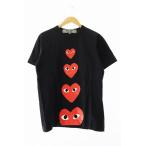 コムデギャルソン COMME des GARCONS プリント 4連ハート 半袖Tシャツ YZ-T066 M 黒 ブラック ブランド古着ベクトル ☆AA★● 250321