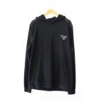 プラダ PRADA Cotton Logo Hoodie 2024製造 トライアングルロゴ ラバープリント コットンロゴ フーディ プルオーバー パーカー XXL 黒 ブラ