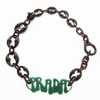 プラダ PRADA Maxi Logo Plexiglass Chain Necklace ロゴ プレキシグラス チェーン ネックレス ブラウン グリーン ブランド古着ベクトル ☆