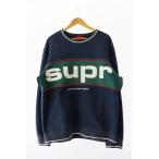 シュプリーム SUPREME 19AW Piping Crewneck パイピング クルーネック スウェット トレーナー M 紺 ネイビー 緑 グリーン ブランド古着ベク