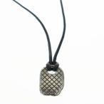 ショッピングボッテガ ボッテガヴェネタ BOTTEGA VENETA ナッパレザー イントレチャート プレート ネックレス 354203 VIAI1 1000 925 シルバー ブラック ブランド