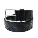 ボッテガヴェネタ BOTTEGA VENETA イントレチャート レザー ベルト 95cm 38in 黒ブラック ブランド古着ベクトル 中古▲■251028 メンズ