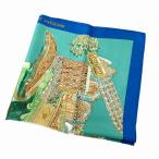 エルメス HERMES カレ90 SELLE D'APPARAT MAROCAINE モロッコの儀式用鞍 シルク スカーフ ブルー ブランド古着ベクトル 中古●▲260122