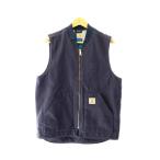 ショッピングstussy ステューシー STUSSY ×Carhartt カーハート Duck Vest ロゴ刺繍 ダック ベスト L 紺 ネイビー ブランド古着ベクトル 260115 メンズ