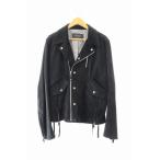 グッチ GUCCI OLD オールド スエード レザー ダブル ライダース ジャケット 191089 XC112 50 黒 ブラック ブランド古着ベクトル ● 260215