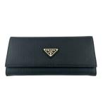 プラダ PRADA SAFFIANO TRIANG サフィアーノ レザー トライアングル ロゴ 二つ折り 長財布 1MH132 QHH 黒ブラック☆AA★▲■260319 メンズ