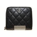 シャネル CHANEL マトラッセ ジップウォレット キャビアスキン ラウンドファスナー 二つ折り 財布 レザー ココマーク ブラック ☆AA★▲■
