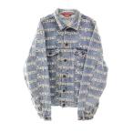 シュプリーム SUPREME 21SS FRAYED LOGOS DENIM TRUCKER JACKET L フレイド ロゴ デニム トラッカー ジャケット ブルー ☆AA★250729 メン