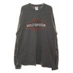 ハーレーダビッドソン HARLEY DAVIDSON 星条旗 LOGO LONG TEE GREEN XL ロゴ ロンT グリーン USA製 ファイヤー パターン フレイム 【ブラン