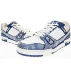 ルイヴィトン LOUIS VUITTON LV TRAINERS LINES MONOGRAM DENIM 9 1/2 28cm 1A9JGW トレーナー ライン スニーカー モノグラム デニム ブル