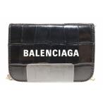 バレンシアガ BALENCIAGA 22SS MINI CHAIN WALLET BLACK 618145 ミニ チェーン ウォレット ブラック ロゴ 三つ折り 財布 【ブランド古着ベ