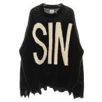 セントマイケル SAINTMICHAEL 21AW WOOL SWTER SIN BLACK M SM￥A21-0000-039 ウール セーター ニット ブラック ダメージ 【ブランド古着ベ