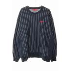 シュプリーム SUPREME 24SS PINSTRIPE CREWNECK NAVY L ピンストライプ クルーネック スウェット トレーナー ネイビー ☆AA★260118 メンズ