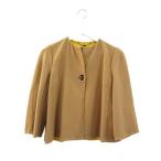 サルヴァトーレフェラガモ Salvatore Ferragamo カシミヤ ウール ダブルフェイス ジャケット ノーカラー ガンチーニ 40 ブラウン イエロー