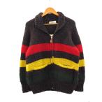 CANADIANA カナディアナ カウチン セーター ニット ジャケット ラスタカラー ボーダー ブラウン メンズ
