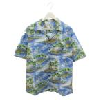 ホ アロハ HO ALOHA アロハシャツ ハワイアンシャツ L ブルー系 総柄 半袖 トップス ハワイ製 メンズ