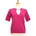 ルイヴィトン LOUIS VUITTON チェーン付き ニット トップス 半袖 S ピンク系 コットン プルオーバー ☆AA★