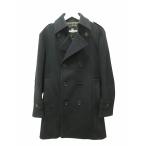 バーバリーブラックレーベル BURBERRY BLACK LABEL ウールコート ダブルブレスト ピーコート ダークネイビー L メンズ