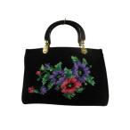 フェイラー FEILER ハンドバッグ 花柄 刺繍 ブラック 黒 ゴールド金具 シュニール織 鞄 かばん レディース