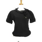ルイヴィトン LOUIS VUITTON リボン付き ニット プルオーバー 34 ブラック 黒 トップス 半袖 レディース