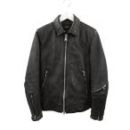 ショッピングnano ナノユニバース nano universe レザージャケット ライダース 中綿 S 黒 ブラック 革ジャン ジップアップ アウター メンズ