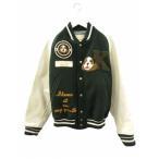 カールヘルム Karl Helmut スタジャン アワードジャケット 袖レザー ドッグ ワッペン ヴィンテージ グリーン M メンズ