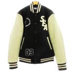 ウィンダンシー WIND AND SEA 3周年記念 Varsity Jacket 袖革 スタジャン バーシティ ジャケット ワッペン 裏地キルティング M 黒 ブラック