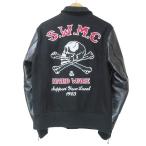 SKULL WORKS スカルワークス × クローズ 武田好誠 スタジャン スタジアムジャンパー ウール 袖レザー ドクロ 刺? 裏キルティング M 黒