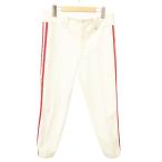  Descente DESCENTE 90s Vintage VINTAGE брюки джерси линия Zip fly O примерно XL размер слоновая кость красный красный мужской 