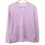 ジョンストンズ Johnstons カシミヤ100% Vネック ニット カットソー 長袖 40 ラベンダー ☆AA★ レディース