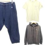 チャンピオン CHAMPION 3点 セット Tシャツ 半袖 ジップ パーカー スウェットクロップドパンツ S M L A0410 メンズ