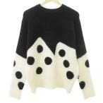 ステューシー STUSSY 23AW dice fuzzy crew セーターモヘヤ混 ドット ニット プルオーバー M 白黒 メンズ