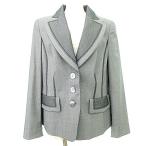 エスカーダ ESCADA 国内正規 美品 テーラードジャケット 3B 総裏地 44 XL相当 グレー A0425 レディース