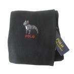 未使用品 ポロ ラルフローレン POLO RALPH LAUREN 美品 タグ付き ブルドッグ ワンポイント ニット マフラー ストール 国内正規 黒 ブラック