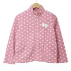メゾピアノ フリース ジャケット 上着 女の子 子供服 ジップアップ スタンドカラー ドット 水玉 ワッペン 130cm ピンク■GY14 キッズ