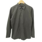 ユニクロ UNIQLO +J シャツ 長袖 比翼 ラウンド 無地 薄手 Mサイズ カーキ ■MET1 メンズ