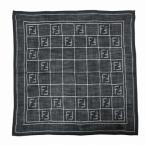 フェンディ FENDI 美品 スカーフ ハンカチーフ ズッカ はしごレース ロゴ刺? 正方形 黒 ブラック ■GY14 X レディース
