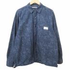 ユニフォームエクスペリメント uniform experiment 25SS INDIGO PRINT DRAWCORD SHIRT インディゴ プリント ドロ―コード シャツ 長袖 2 紺