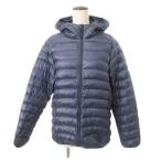 ユニクロ UNIQLO 美品 ウルトラライトダウン ダウンジャケット ナイロン フード付き 無地 厚手 Mサイズ 紺 ネイビー レディース
