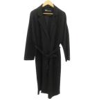 ザラ ZARA 美品 コート ロング丈 ダブル ベルト付き 無地 厚手 Mサイズ 黒 ブラック ■YHS5 レディース