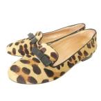  fabio rusko-niFABIO RUSCONI Leopard рисунок - lako плоская обувь туфли-лодочки леопардовая расцветка лента Италия производства 37. примерно 24cm бежевый #YH