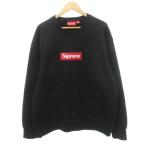 シュプリーム SUPREME 美品 22AW ボックスロゴ クルーネック トレーナー 長袖 ワンポイント 裏起毛 厚手 Lサイズ 黒 ブラック メンズ