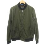 ショッピングzara ザラマン ZARA MAN ナイロン ジャケット ブルゾン ジップ 無地 薄手 Lサイズ カーキ ■YHS7