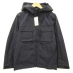 未使用品 ナノユニバース タグ付き コットンナイロン ミリタリー フード ブルゾン ジャケット 薄手 S 紺 ネイビー ■YHS3 メンズ