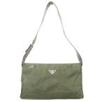 ショッピングPRADA プラダ PRADA ナイロン ワンショルダーバッグ ナイロン × レザー スクエア イタリア製 カーキ レディース