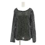 ショッピングスパンコール イエーガー JAEGER スパンコール ビーズ ビジュー ブラウス 長袖 102cm 黒 ブラック /UO ■GY61 レディース